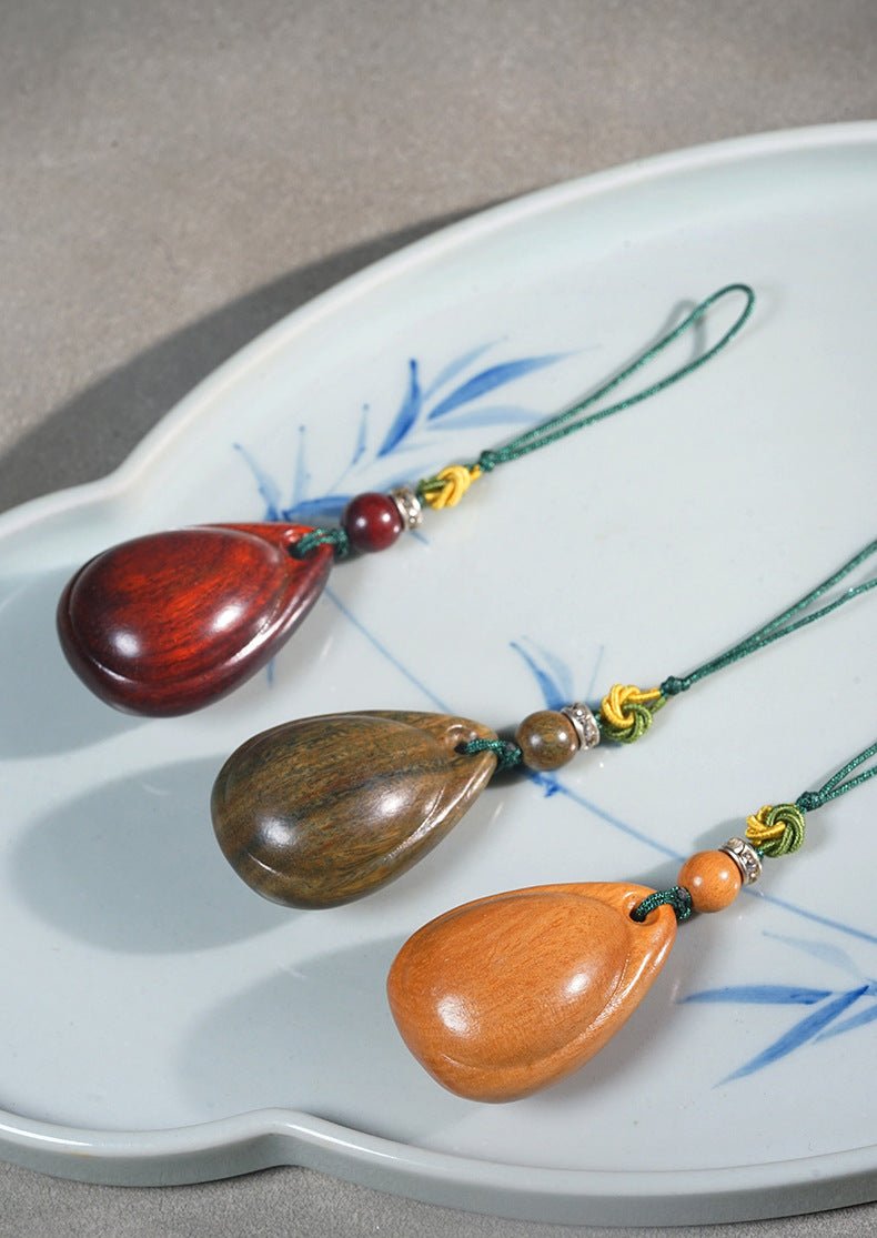 Wooden Fish Eye Tear Drop Pendant Keychain - Hand - carved Sandalwood Charm | Key, Phone, and Bag Accessory - STAR8S