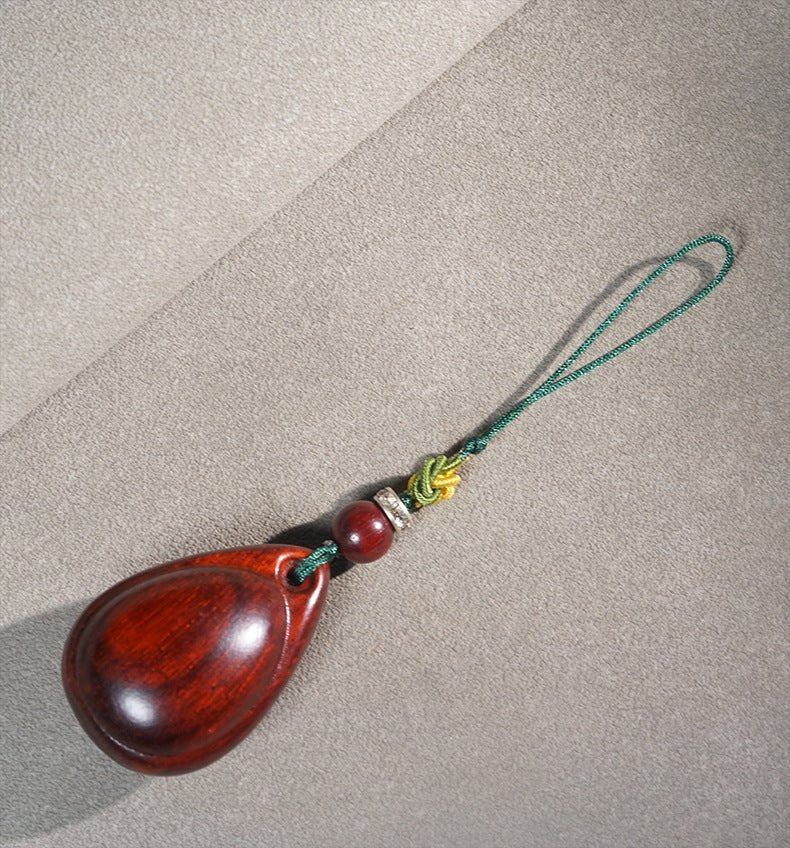 Wooden Fish Eye Tear Drop Pendant Keychain - Hand - carved Sandalwood Charm | Key, Phone, and Bag Accessory - STAR8S