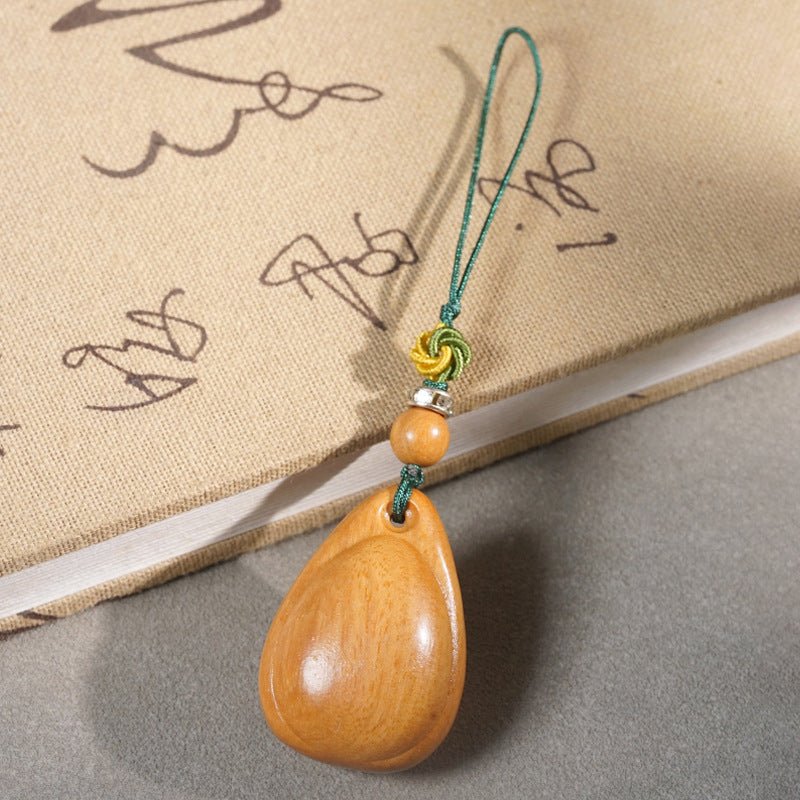 Wooden Fish Eye Tear Drop Pendant Keychain - Hand - carved Sandalwood Charm | Key, Phone, and Bag Accessory - STAR8S