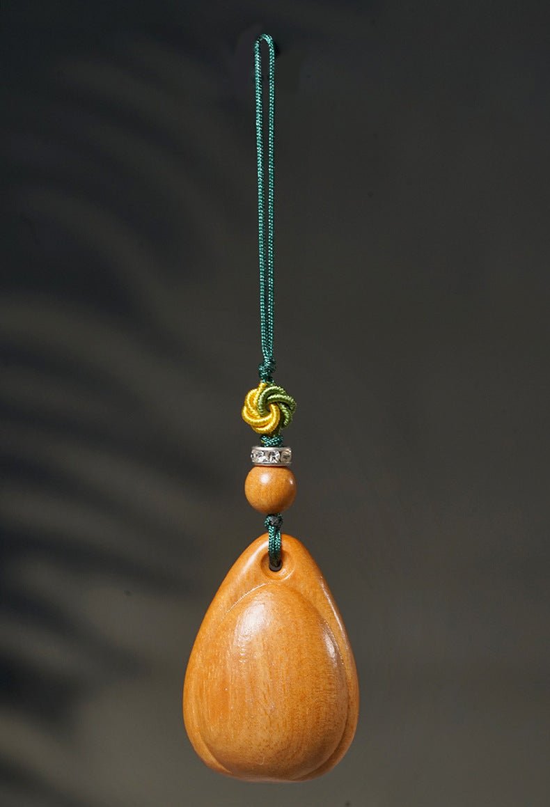 Wooden Fish Eye Tear Drop Pendant Keychain - Hand - carved Sandalwood Charm | Key, Phone, and Bag Accessory - STAR8S