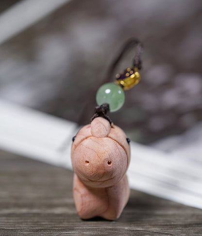 Wooden Keychain Horse Zodiac Car Pendant, Handmade Sandalwood & Cypress - STAR8S