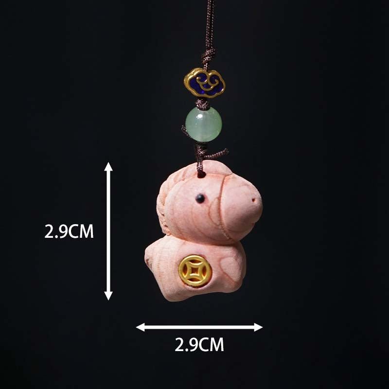 Wooden Keychain Horse Zodiac Car Pendant, Handmade Sandalwood & Cypress - STAR8S
