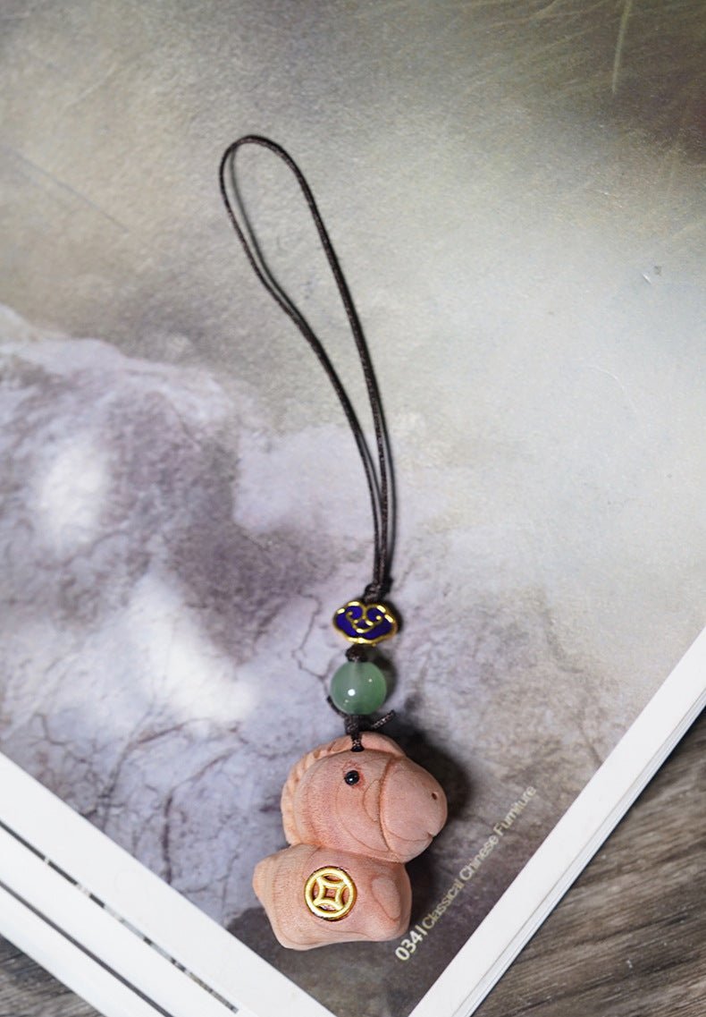 Wooden Keychain Horse Zodiac Car Pendant, Handmade Sandalwood & Cypress - STAR8S