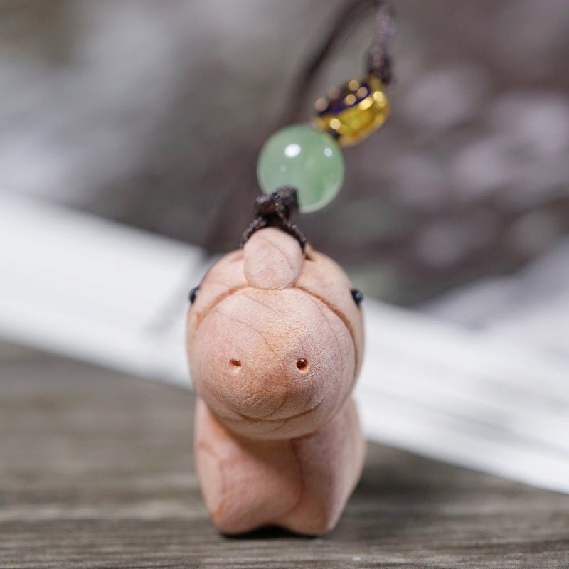 Wooden Keychain Horse Zodiac Car Pendant, Handmade Sandalwood & Cypress - STAR8S