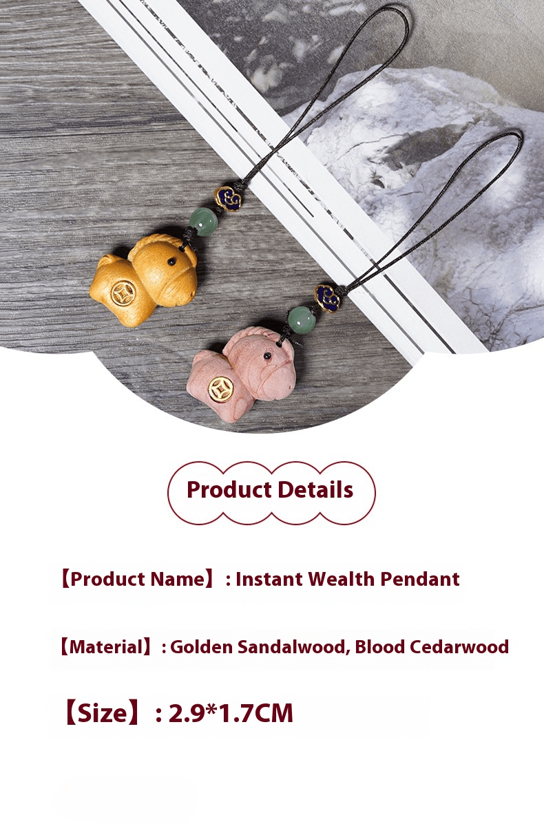 Wooden Keychain Horse Zodiac Car Pendant, Handmade Sandalwood & Cypress - STAR8S
