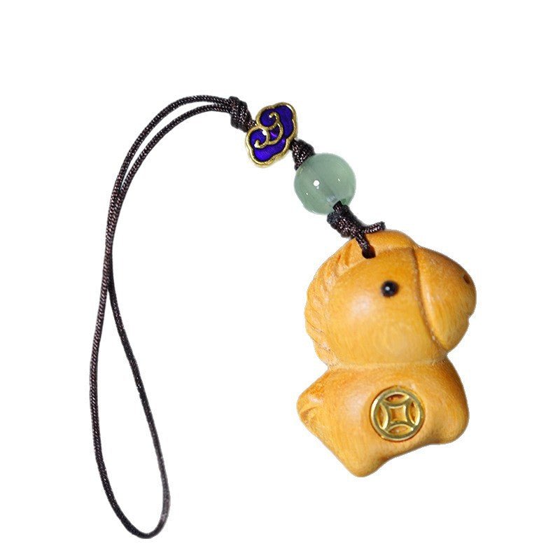 Wooden Keychain Horse Zodiac Car Pendant, Handmade Sandalwood & Cypress - STAR8S
