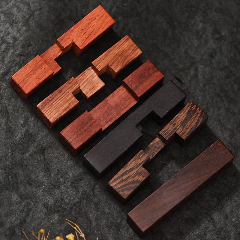 wooden luban lock puzzle red sandalwood kongming lock – 6 - piece brain teaser toy - star8s
