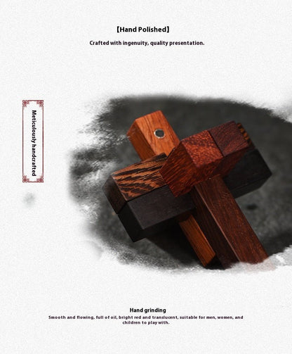 Wooden Luban Lock Puzzle Red Sandalwood Kongming Lock – 6 - Piece Brain Teaser Toy - STAR8S