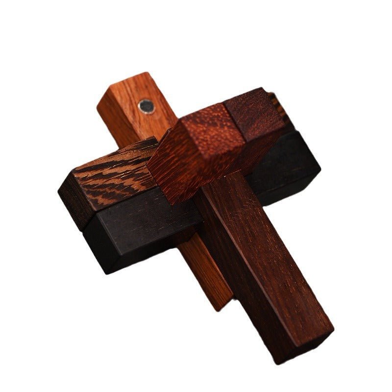 Wooden Luban Lock Puzzle Red Sandalwood Kongming Lock – 6 - Piece Brain Teaser Toy - STAR8S