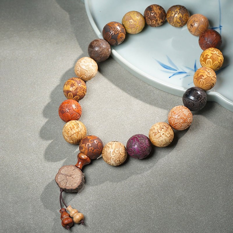 Wooden Pixiu Bead Bracelet | Hand - Carved 20mm Pixiu Beads | Unisex Creative Design - STAR8S