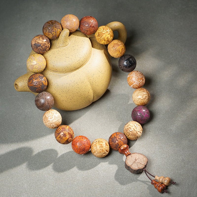 wooden pixiu bead bracelet | hand - carved 20mm pixiu beads | unisex creative design - star8s