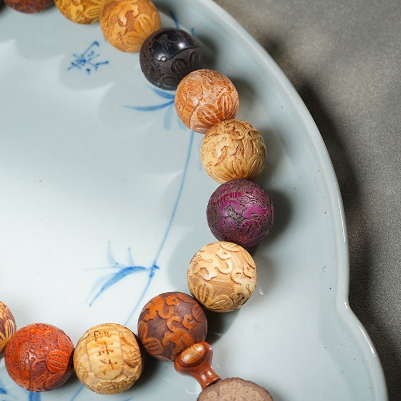 wooden pixiu bead bracelet | hand - carved 20mm pixiu beads | unisex creative design - star8s
