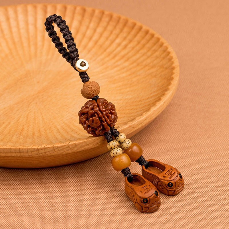 wooden tiger head shoes keychain – creative car keychain for men and women, mobile phone charm, unique gift - star8s