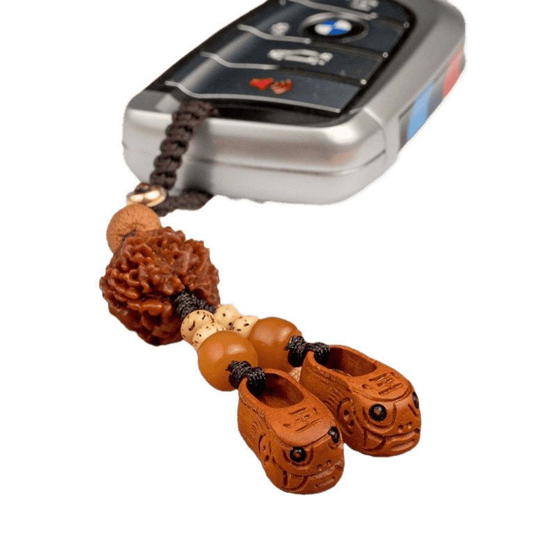 wooden tiger head shoes keychain – creative car keychain for men and women, mobile phone charm, unique gift - star8s