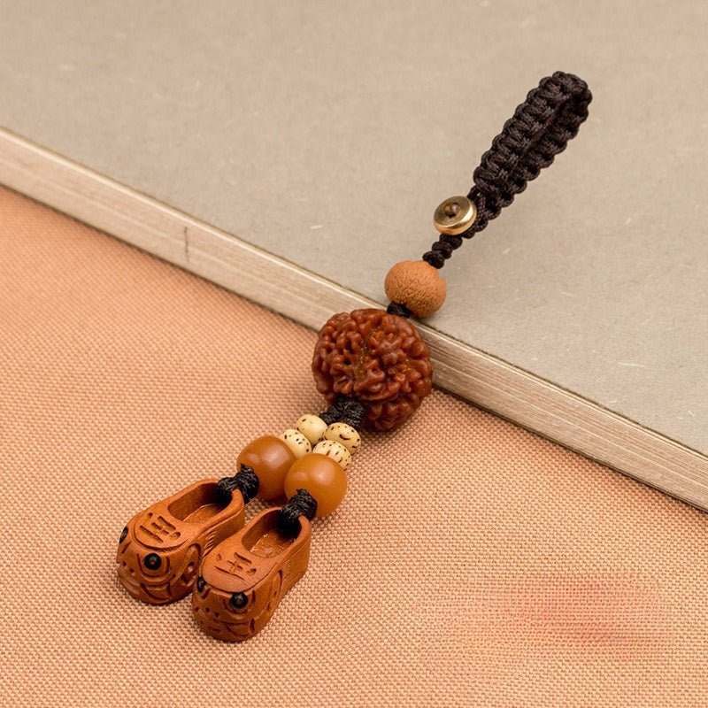 wooden tiger head shoes keychain – creative car keychain for men and women, mobile phone charm, unique gift - star8s