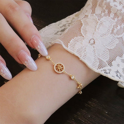 Zircon Bracelet with Star Compass Pendant | Shiny & Elegant Luxury Design | Unique Gift for Her - STAR8S