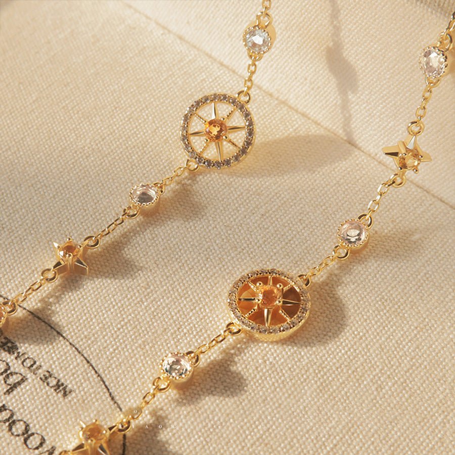 Zircon Bracelet with Star Compass Pendant | Shiny & Elegant Luxury Design | Unique Gift for Her - STAR8S