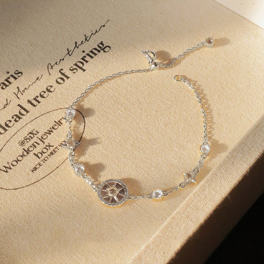 zircon bracelet with star compass pendant | shiny & elegant luxury design | unique gift for her - star8s
