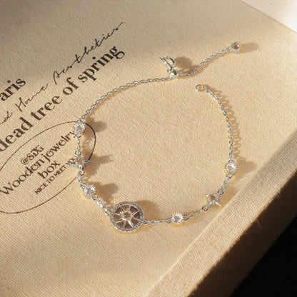 Zircon Bracelet with Star Compass Pendant | Shiny & Elegant Luxury Design | Unique Gift for Her - STAR8S