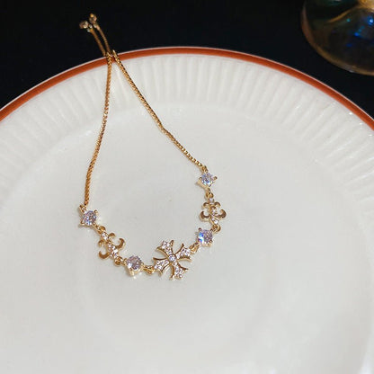 Zircon Iris Cross Adjustable Bracelet – Elegant & Luxurious Design - STAR8S
