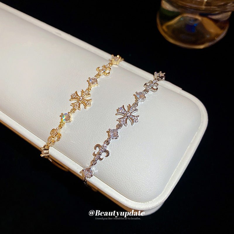 Zircon Iris Cross Adjustable Bracelet – Elegant & Luxurious Design - STAR8S