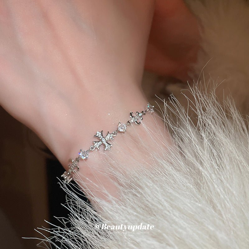 zircon iris cross adjustable bracelet – elegant & luxurious design - star8s