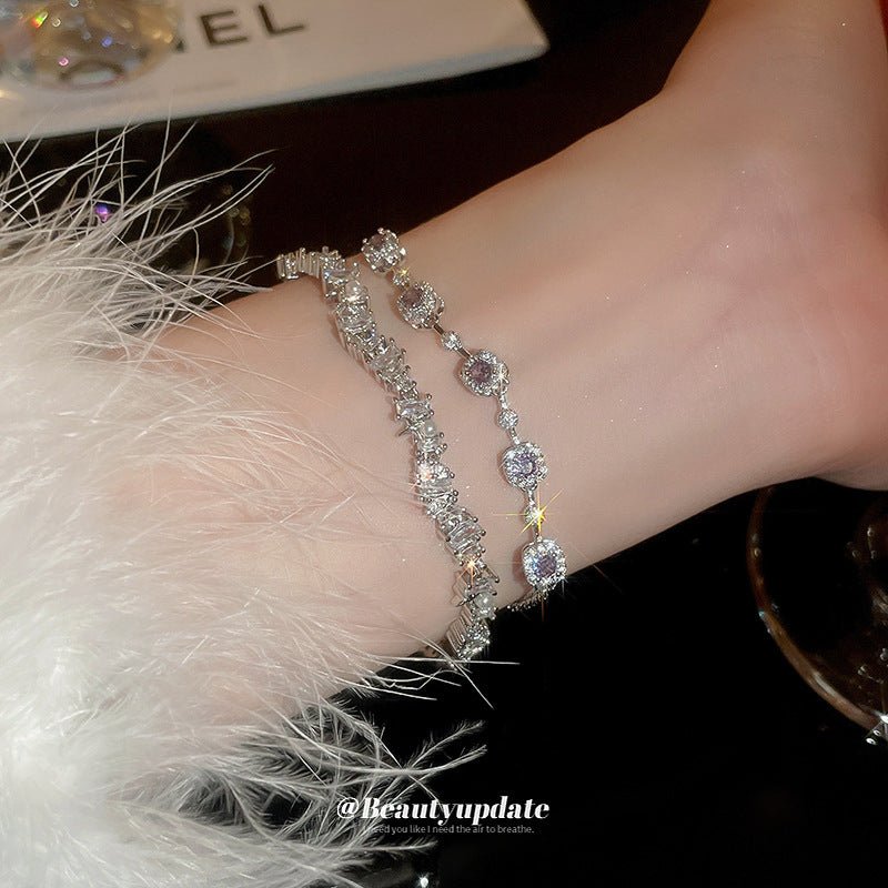 zircon pearl adjustable bracelet – vintage style, luxury fashion for women - star8s