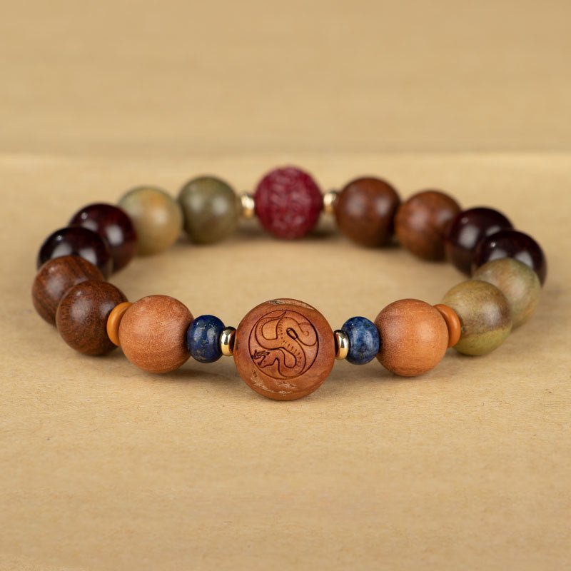 zodiac green sandalwood beaded bracelet for women | 12 zodiac signs protection, red cinnabar beads - star8s