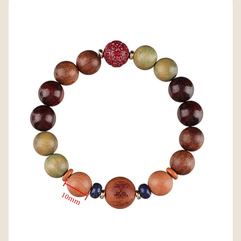 zodiac green sandalwood beaded bracelet for women | 12 zodiac signs protection, red cinnabar beads - star8s