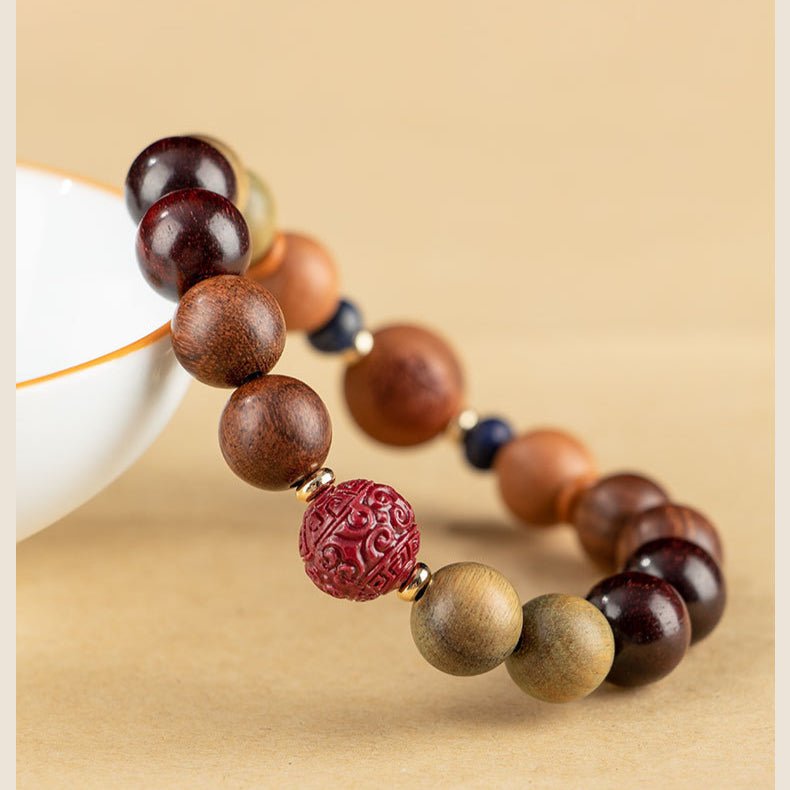 Zodiac Green Sandalwood Beaded Bracelet for Women | 12 Zodiac Signs Protection, Red Cinnabar Beads - STAR8S