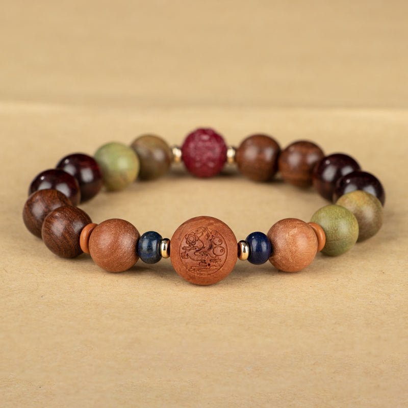 zodiac green sandalwood beaded bracelet for women | 12 zodiac signs protection, red cinnabar beads - star8s