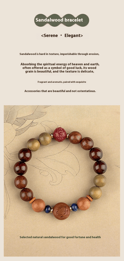Zodiac Green Sandalwood Beaded Bracelet for Women | 12 Zodiac Signs Protection, Red Cinnabar Beads - STAR8S